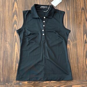 NWT Nike Women's Golf Shirt Black Sleeveless Collared Dri-Fit Small Polo